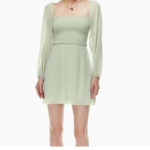 Aritzia Green Long Sleeve Sundress